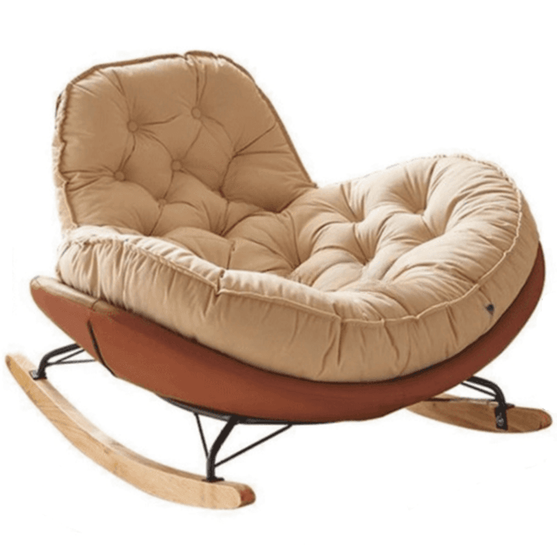 Modish Rocking Couch Chair with Spindle Back, Flannel Upholstery, Padded Design, Rear Support, and Stationary Base thumbnail 13
