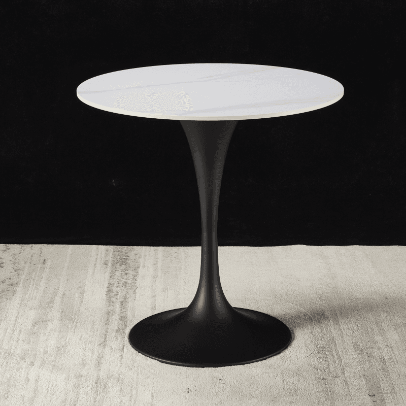 Chalk Circular Stone Art Deco/Glamorous Dining Table for 2, Scratch-immune & Fixed Table thumbnail 1