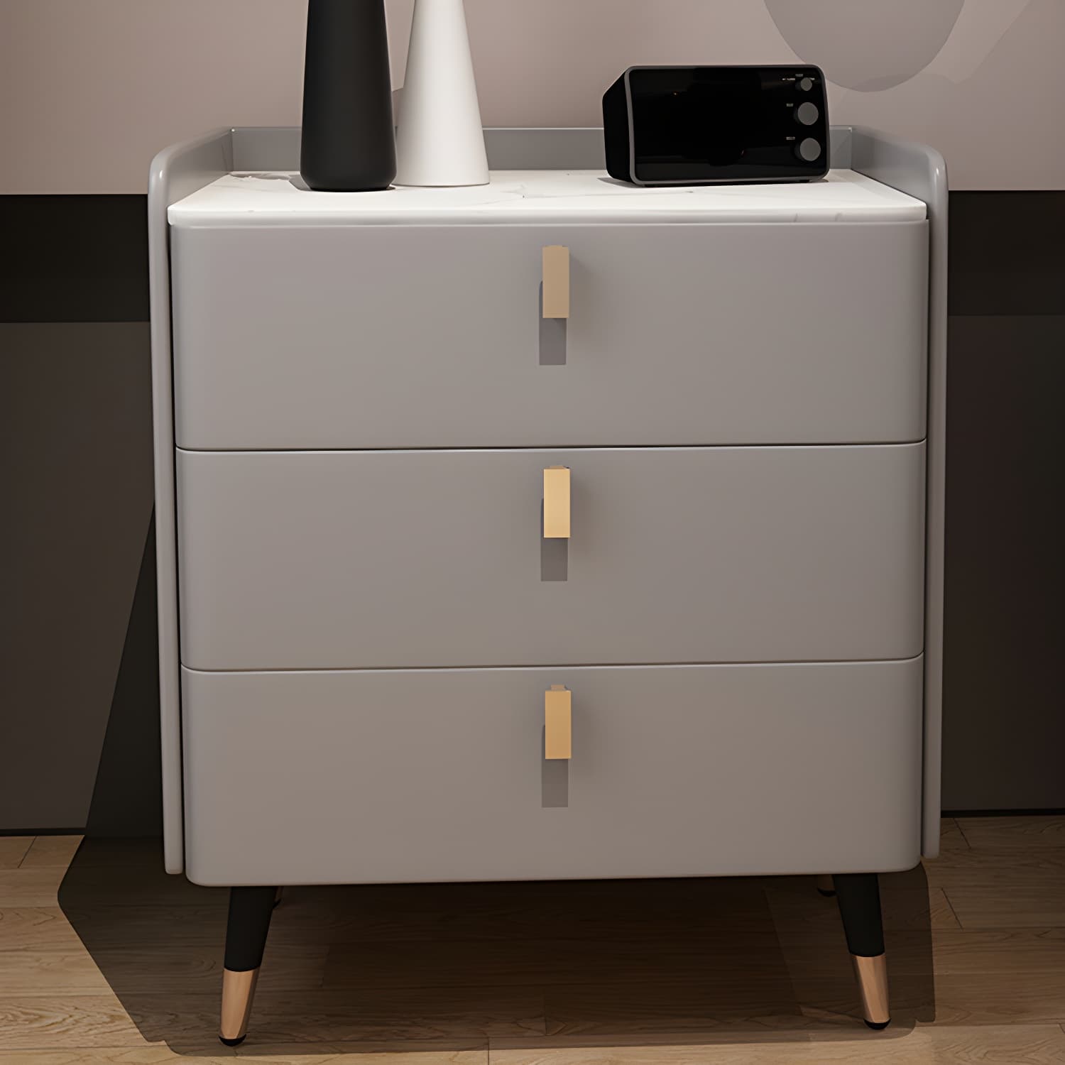 Glam Drawers Included Accent Table Nightstand 22.5" Tall with Legs thumbnail 11