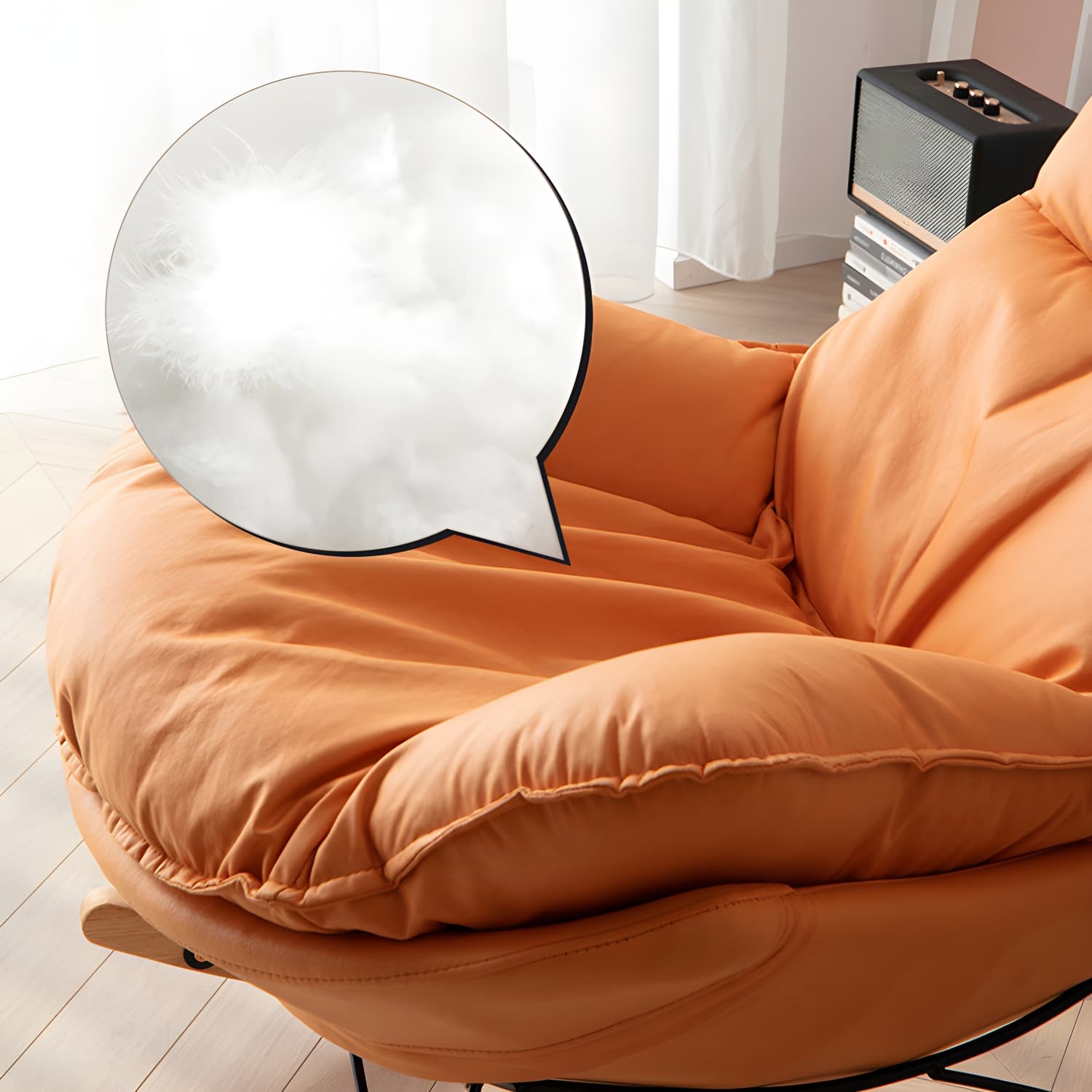 Contemporary Indoor Rocking Chair with Sled Legs and Spindle Back thumbnail 20