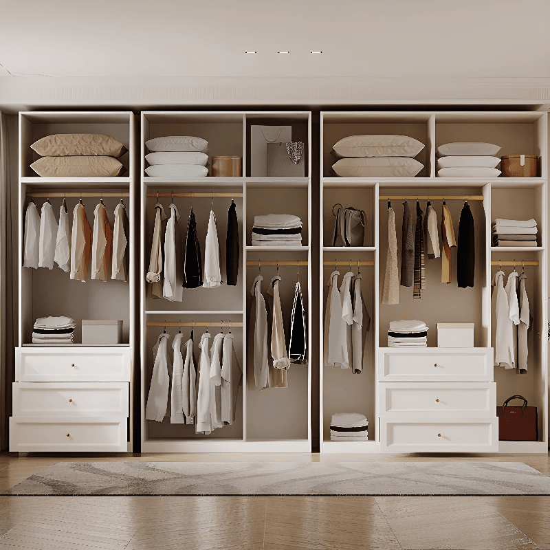 Chalk Modish Self-supporting Cabinet Armoire with Soft Close Drawer, Soft Close Door, and Hinged Hanging Rod thumbnail 3