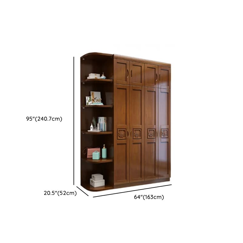 Vintage Sepia Lumber Wardrobe with Soft Close Drawer, Soft Close Door, Interior Shelves, and Hanging Rod thumbnail 9