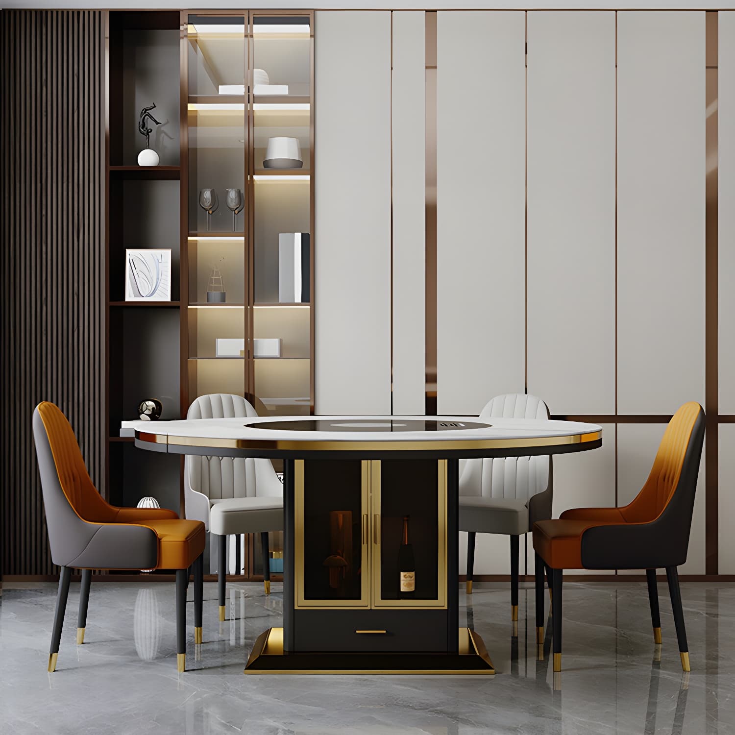 White Dining Table Set 1/5/7 Pcs Metal Dinette Set with Faux Leather Chairs thumbnail 6