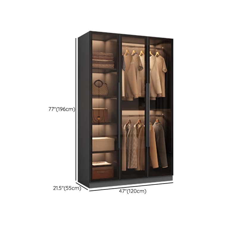 Ink-Colored Manufactured Wood Detached Wardrobe Closet with Soft Close Drawer, Door, Interior Shelves, and Clothing Rod thumbnail 11