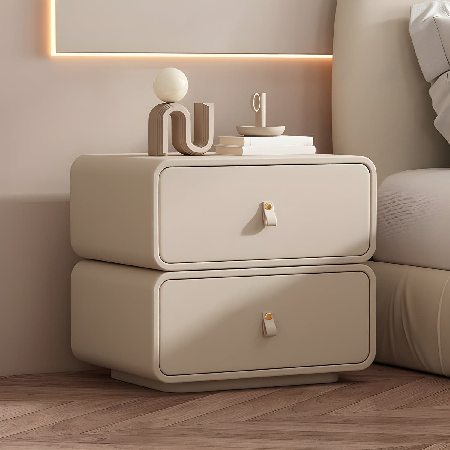 Modernism Bedside Desk Shape in Rectangular with Two-drawer for Bedroom thumbnail 4