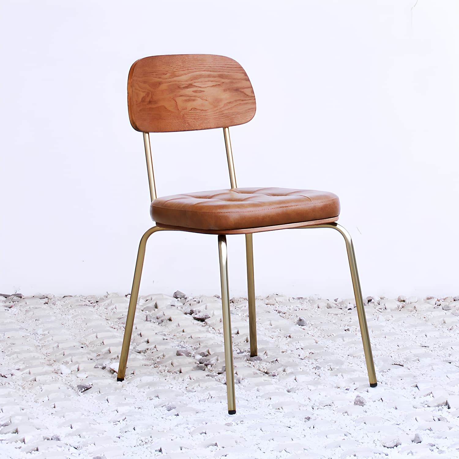 Industrial Style Leather Dining Side Chair Dining Room Open Back Side Chair Set thumbnail 3