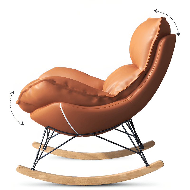 2-piece Stain Resistant Padded Rocking Accent Chair in Apricot Color with Footstool and Lumber Base in a Simple Style thumbnail 17