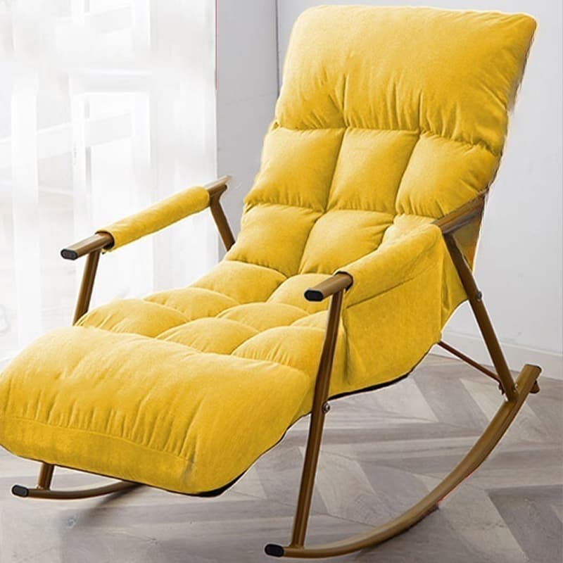 Modern Indoor Rocking Chair Upholstered, Tufted and Custom Fit with slipcover, Metal Legs thumbnail 6