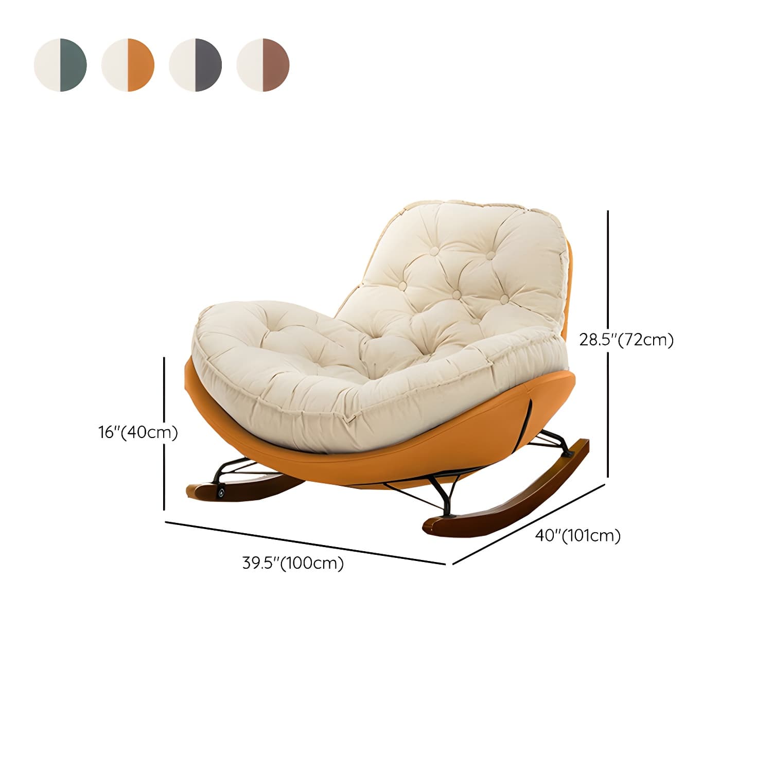 Modern Upholstered Rocking Chair - Stylish Indoor Seating with Natural Wood Legs and Tufted Design - image 21