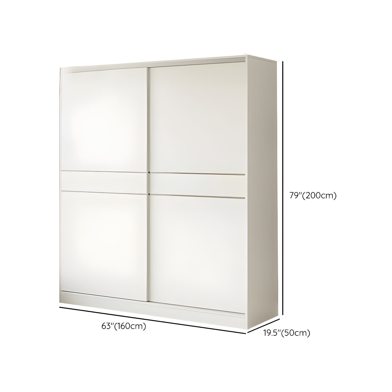 Modern White Wood Wardrobe Armoire with Sliding Doors, Shelves, and Soft Close Drawers thumbnail 16