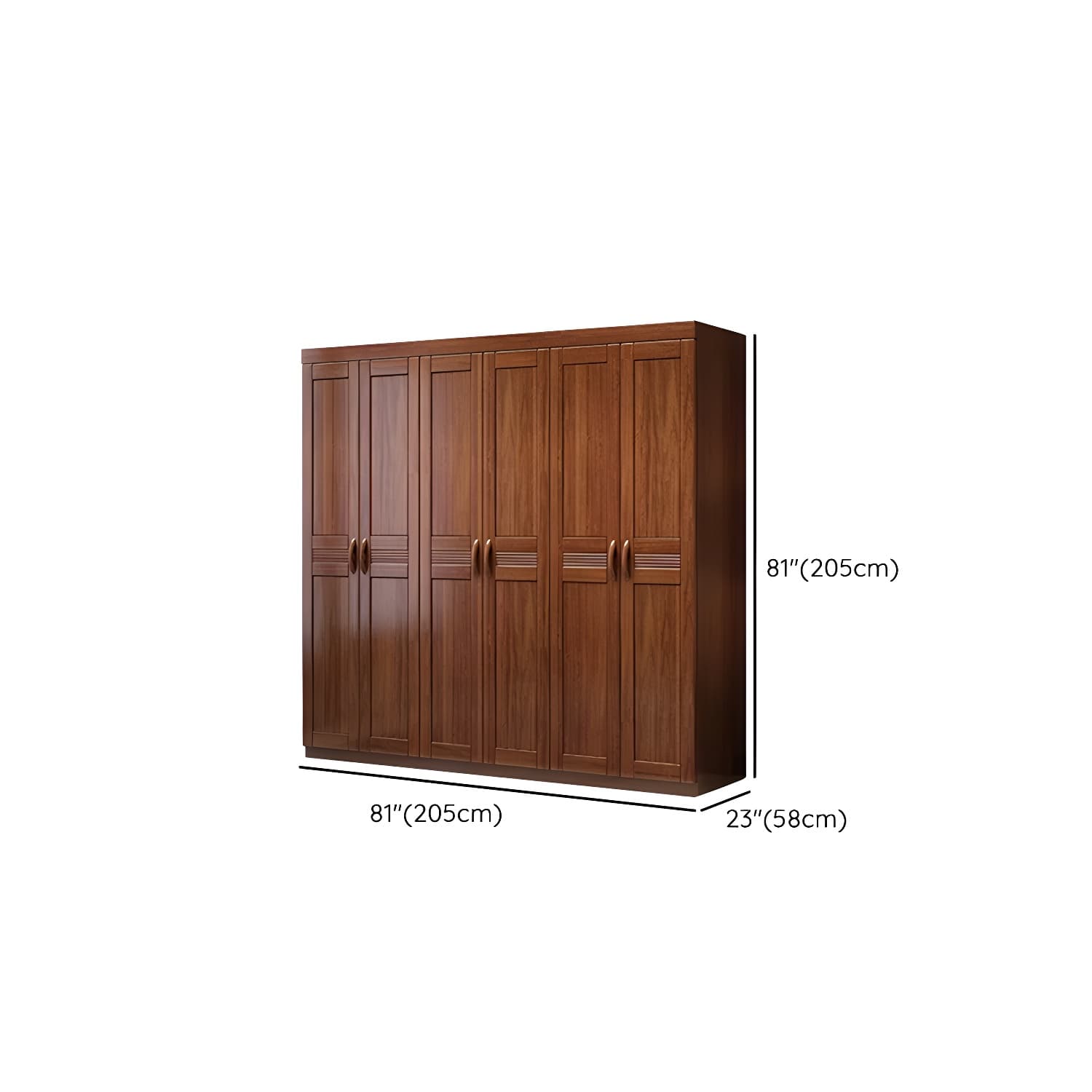 Wood Brown Rustic Wardrobe Armoire with Drawers & Shelves, Walnut Finish thumbnail 14
