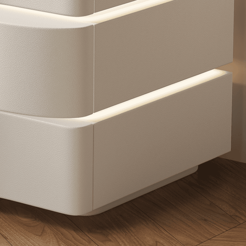 Organic Modern Drawer Storage Nightstand Synthetic Leather Illumination Light thumbnail 7