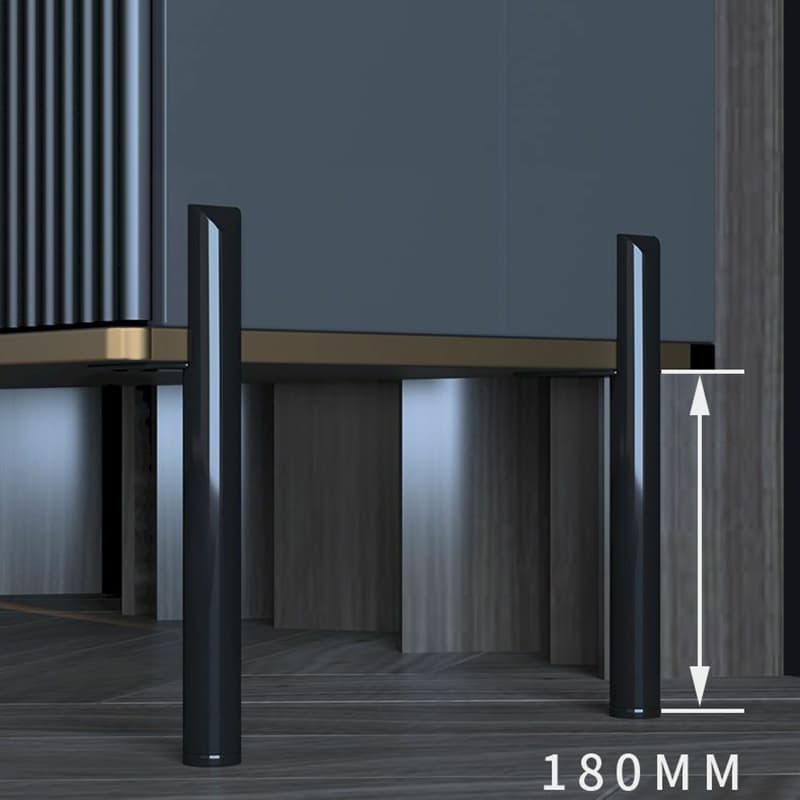 Black Floor Freestanding Sideboard in Wood with Glass Countertop and Kitchen Appliance Storage for Living Room in a Trendy Style thumbnail 7