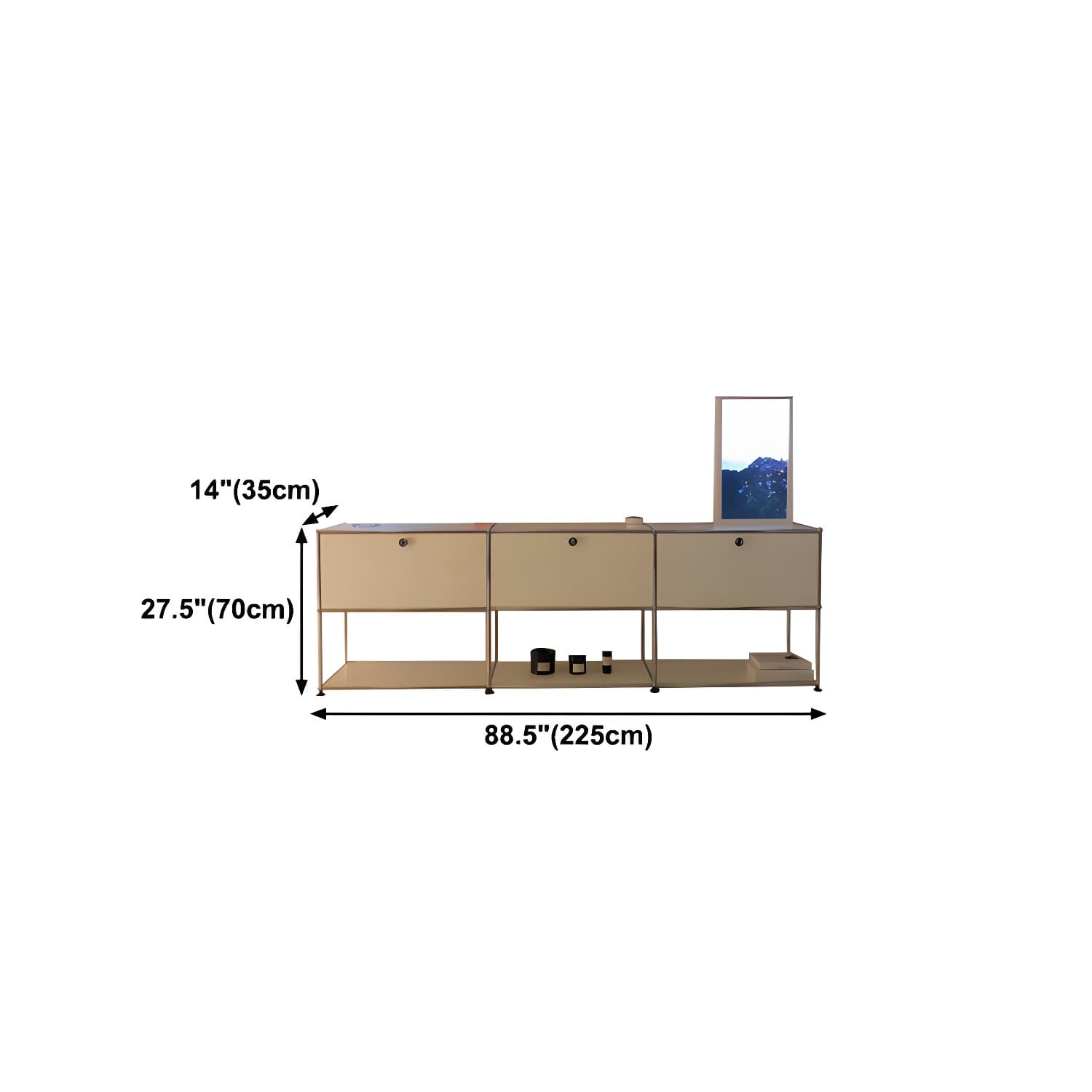 Stainless Steel Sideboard Modern Style Dining Sideboard with Locking Cabinet thumbnail 23