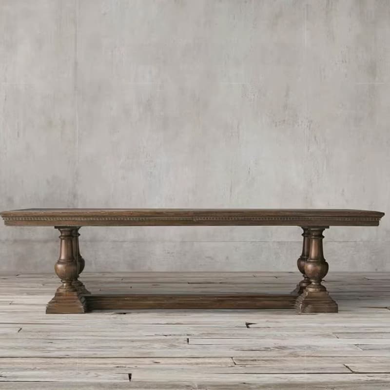 French Country Rectangle Wood Dining Table with Trestle Base, Full Assembly Needed thumbnail 6