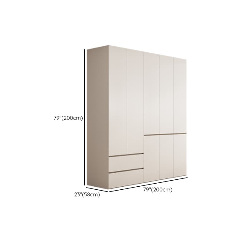White Minimalist Manufactured Wood Wardrobe Closet with 2 Drawers, Soft Close Door, Interior Shelves, and Clothing Rod thumbnail 8