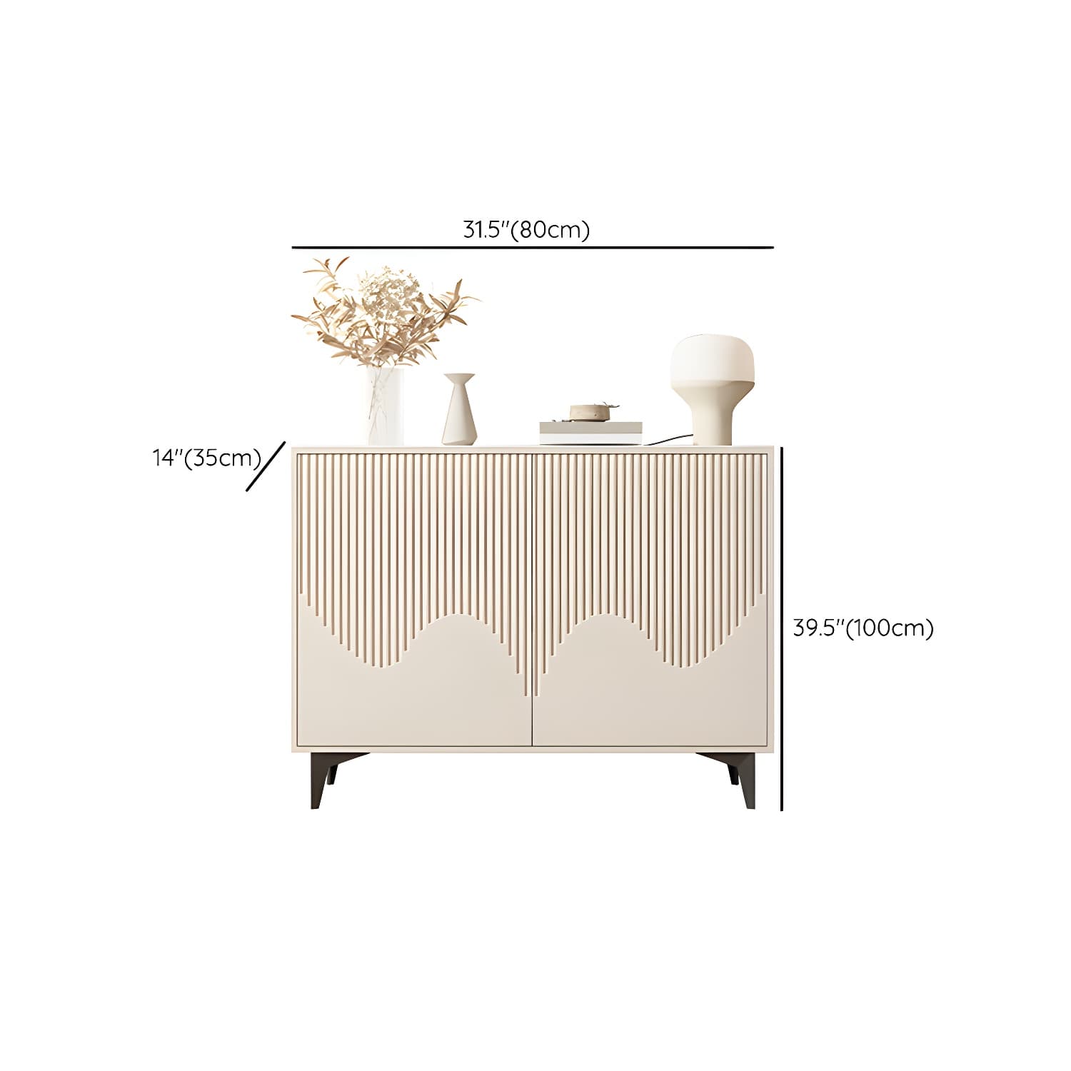 Modern White Wood Sideboard Credenza with Adjustable Shelving and 6 Interior Shelves thumbnail 15