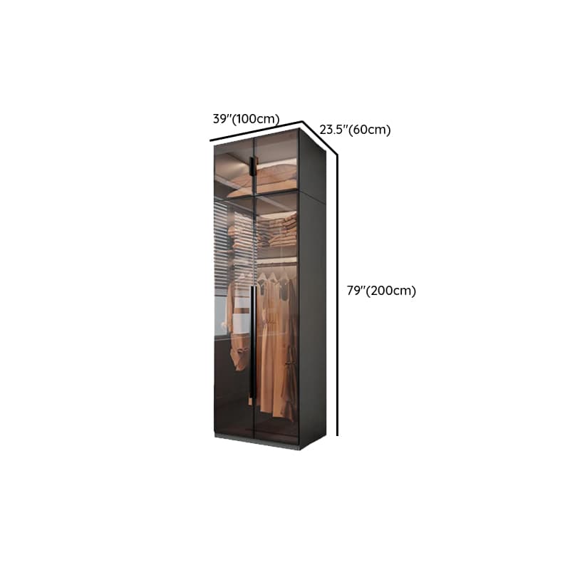 Transparent Simplistic Vitreous Wardrobe Closet with Soft Close Door, Interior Shelves, and Hanging Rod thumbnail 15