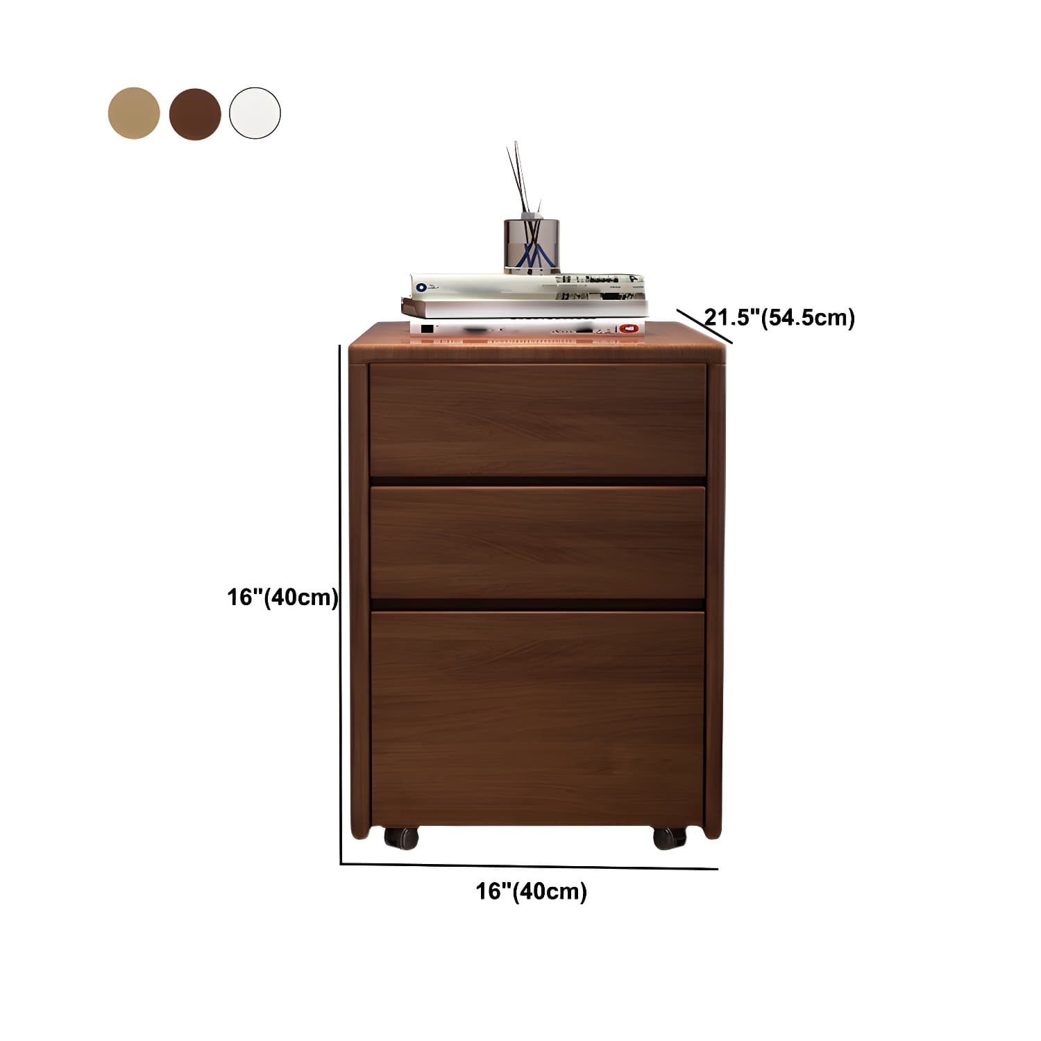 Modern Square Wood Cabinet on Wheels Side Cabinet with Drawer thumbnail 7