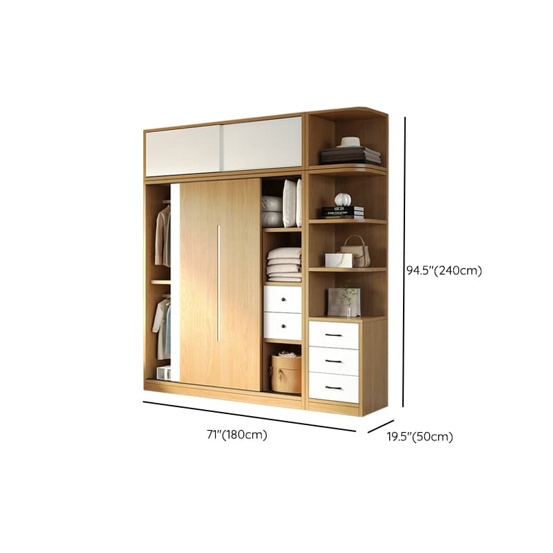 Natural Color Minimalist Cabinet Armoire with Soft Close Drawer, Soft Close Door & Interior Shelves thumbnail 29