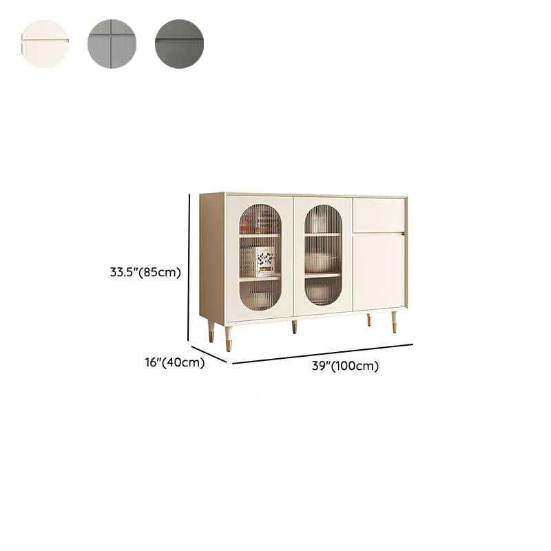 Wood Glam Sideboard Credenza with Glass Doors and Drawers, 40cm Overall Width, 85cm Overall Height thumbnail 16