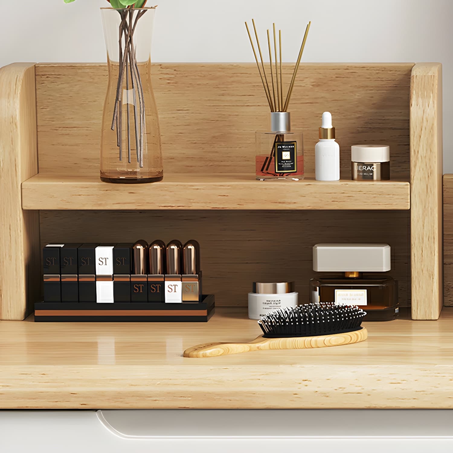 Light Wood/Bleached Wood/Gray Wood Sleeping Room 2 Drawers Lighting System with Tabletop Storage thumbnail 13