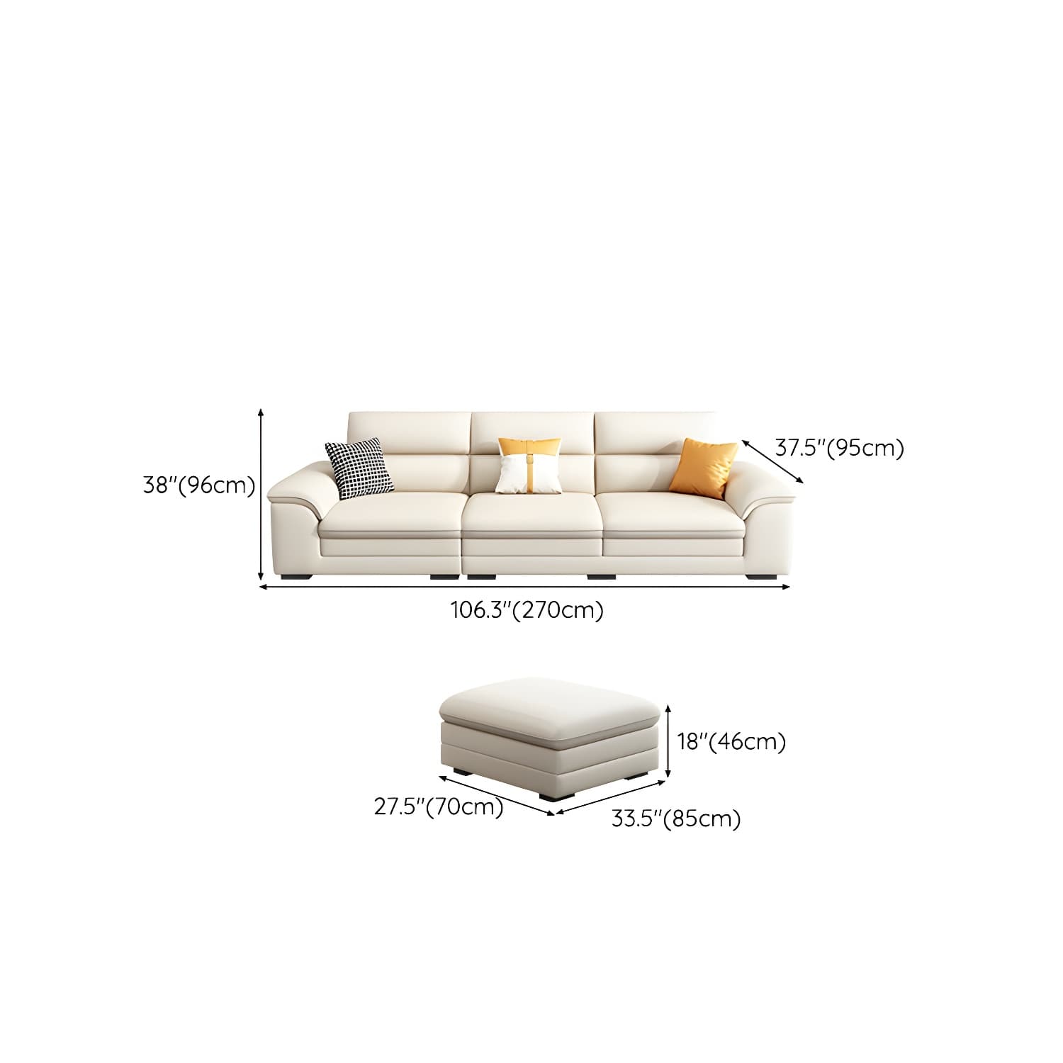 Modern Beige Stationary Sectional Sofa in Scratching Cloth with Wood Frame and Pillow Top Arms thumbnail 21