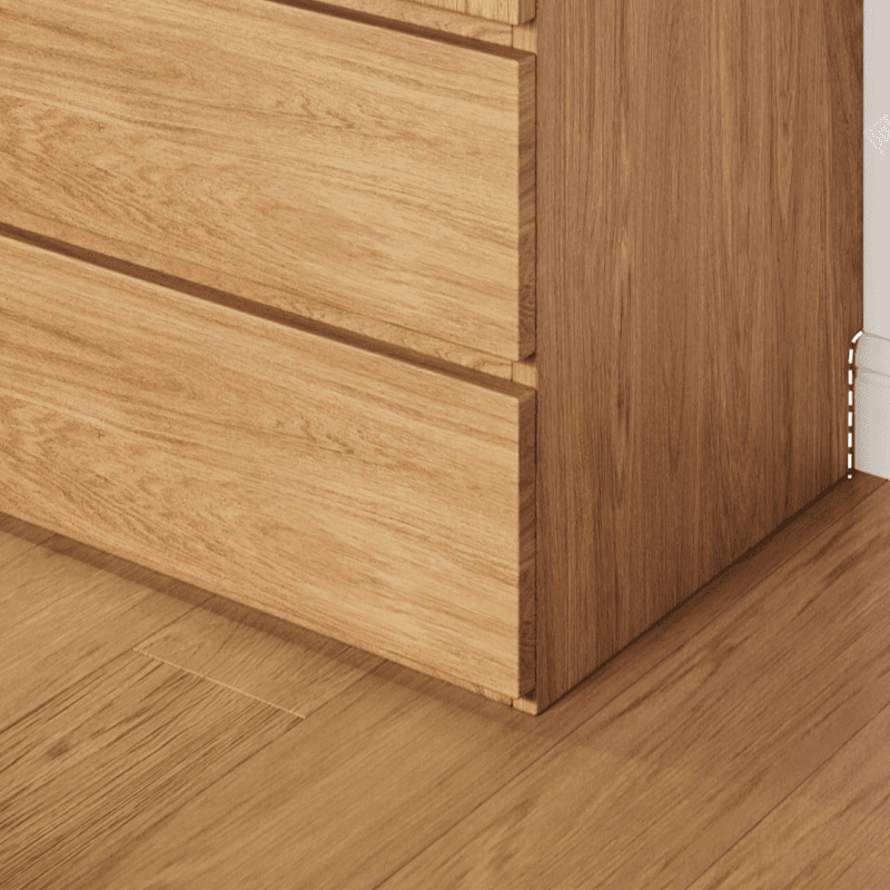 Wood Grain Minimalist Manufactured Wood Wardrobe Closet with 2 Drawers, Soft Close Door, Interior Shelves, and Clothing Rod thumbnail 5