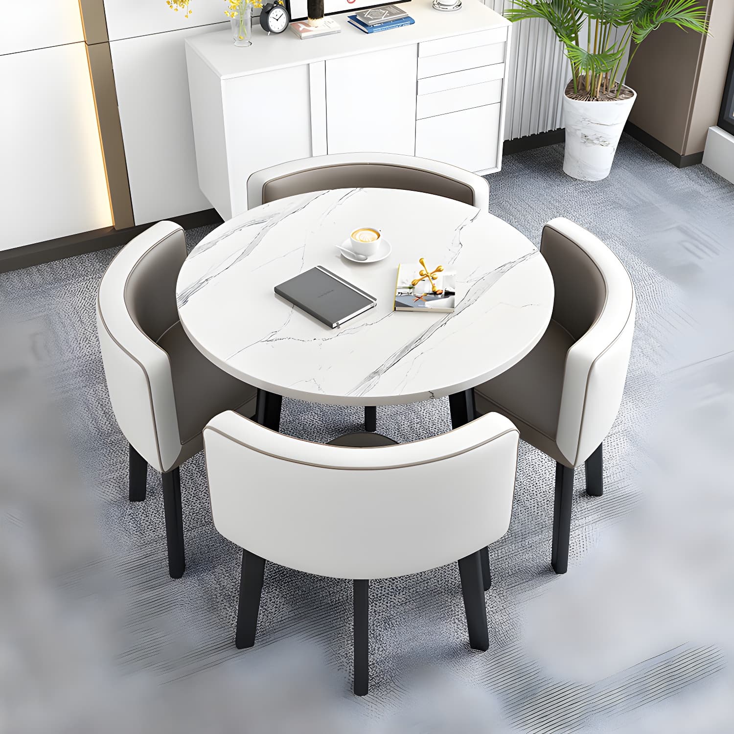 Modern Wood Dining Table Set 5 Pieces Dining Set for Home Use thumbnail 14