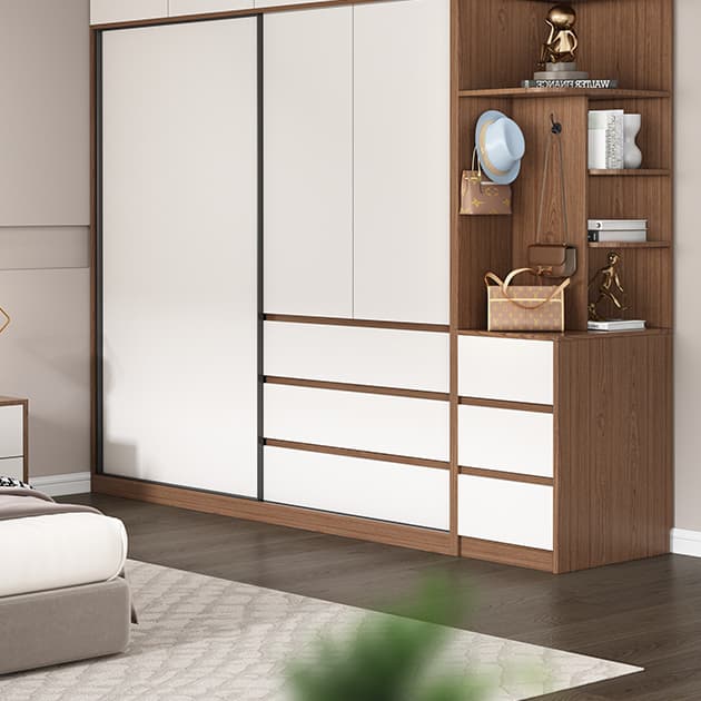 3-Door Scandinavian Soft-Close Drawers Wooden 3-Door Wardrobe Armoire 23.62 inch thumbnail 6