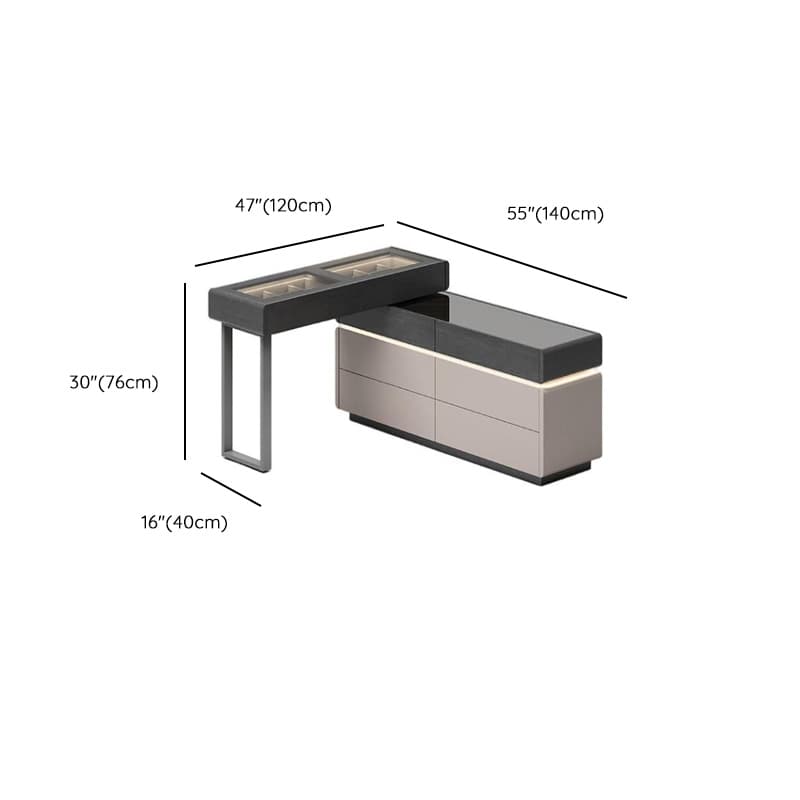 Multi-Purpose Tan Vanity Set with Lighting, Scalable 2-in-1 Adjustable Touch and Brightness thumbnail 9