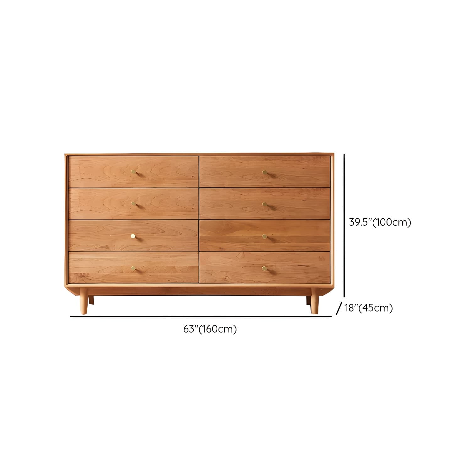 Modern Brown Wood Dresser with Drawers and Gold Metal Handles thumbnail 16