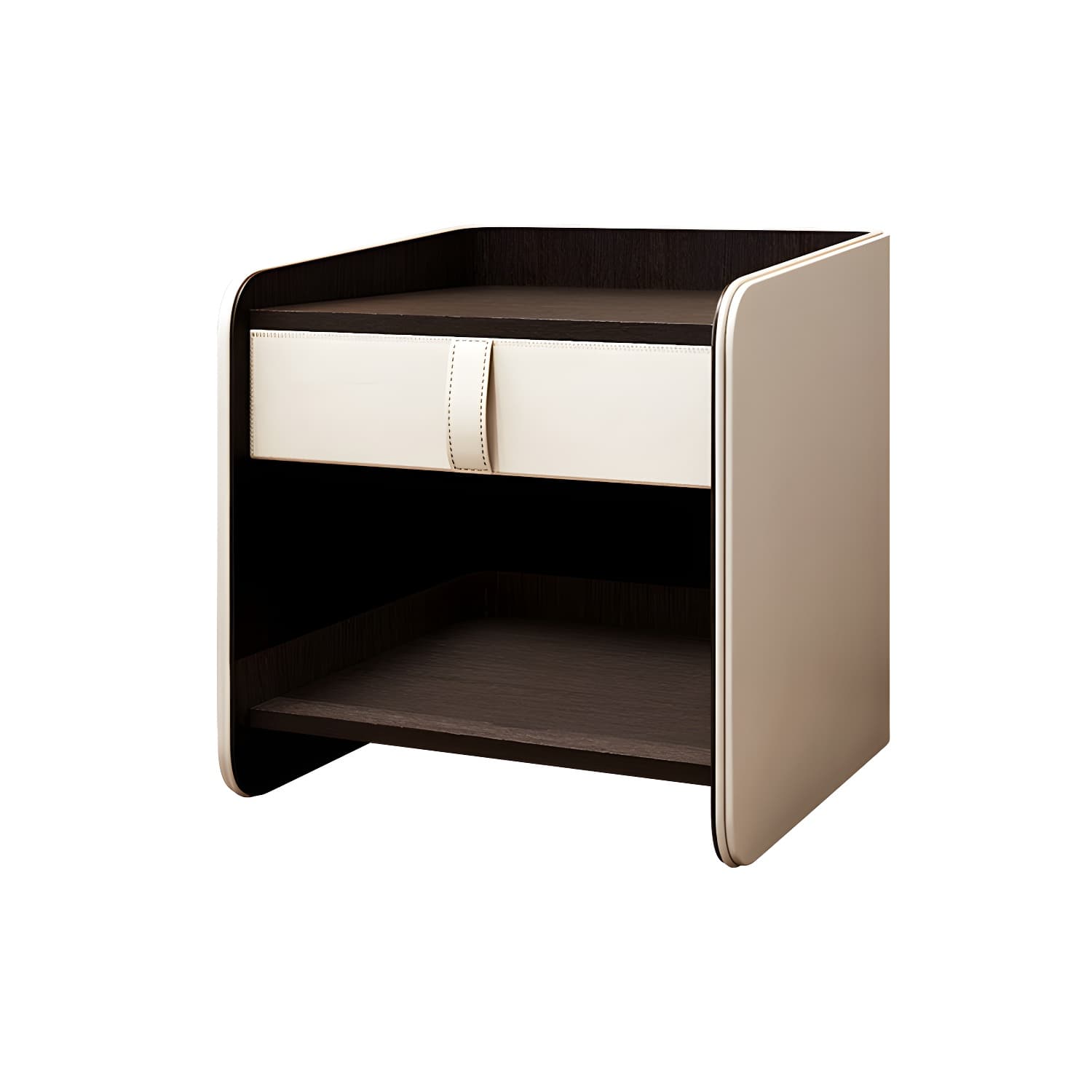 Faux Leather Nightstand 1 - Drawer Nightstand with Wood Accents thumbnail 1