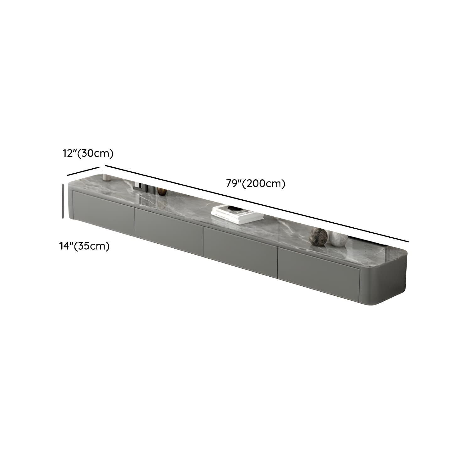 Stone Low TV Stand with Soft-close Drawers and Cable Management thumbnail 15