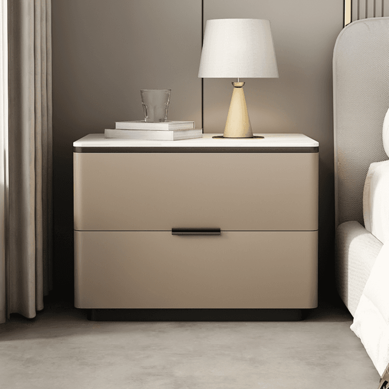 Organic Modern Nightstand With Drawer Organization Featuring 2 Drawers and Stone Countertop thumbnail 5
