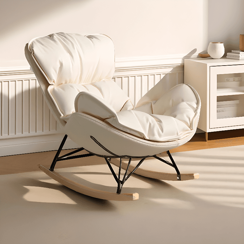 Stationary Rocking Chair with Flared Arm and Rear Support thumbnail 8