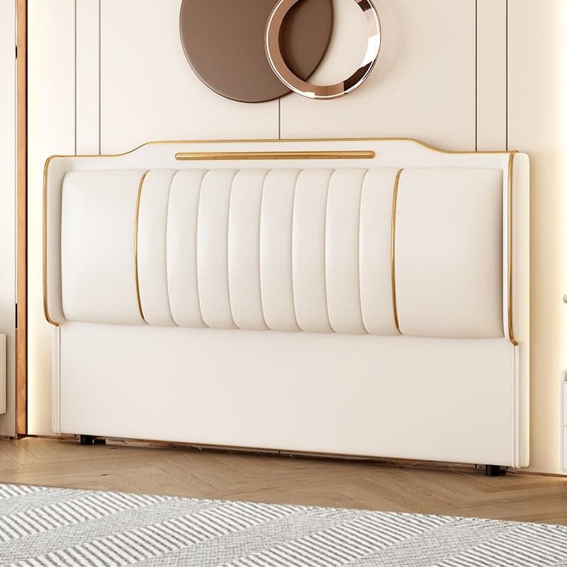 Simplistic Style Wingback Headboard with No Distressing in Pine Wood, Featuring Camelback Shape for King/Queen/Full Bed, Sponge Upholstery Fill, and Standard Height thumbnail 1
