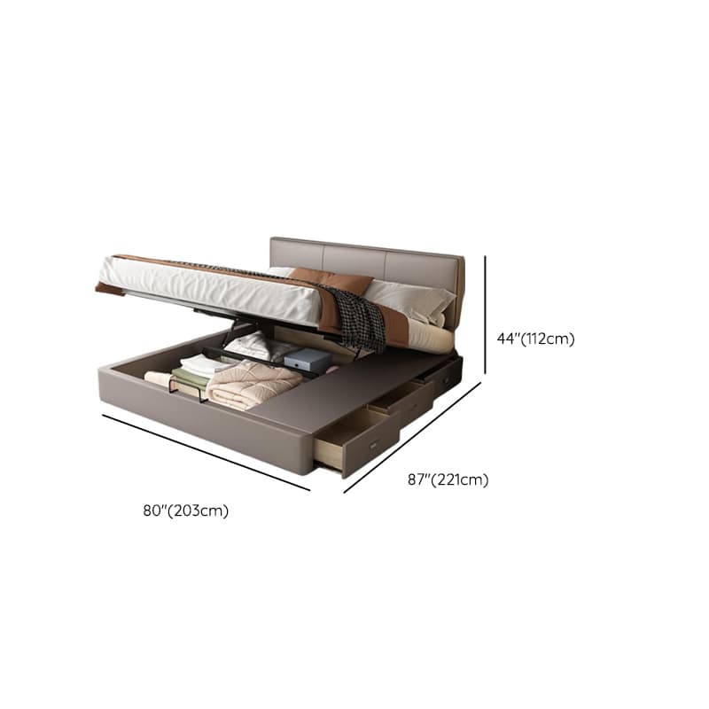Grey Solid Color Platform Bed with Timber Frame for Living Room thumbnail 17