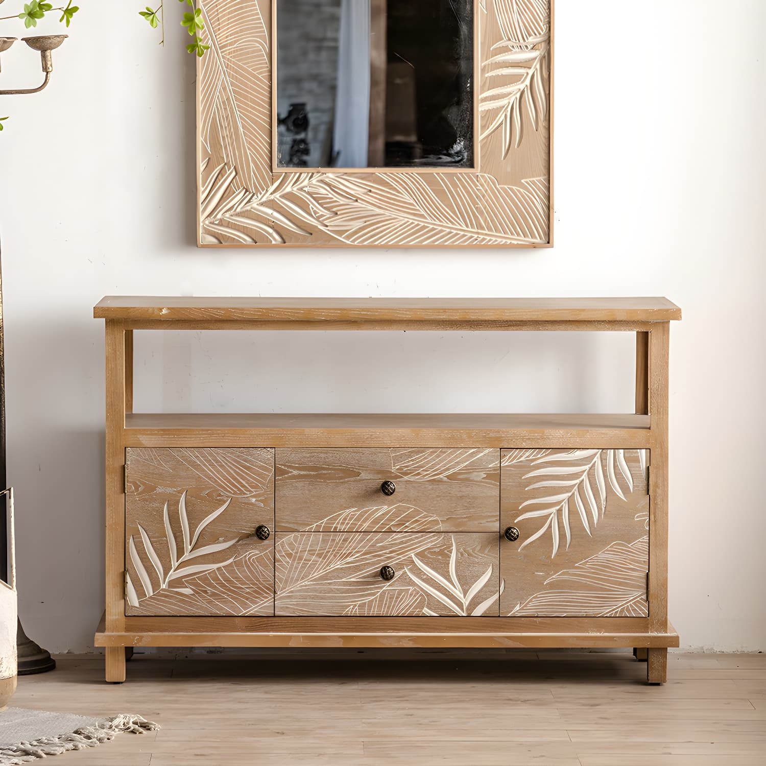Modern Standard Storage Cabinet Solid Wood Cabinet with Drawer thumbnail 4