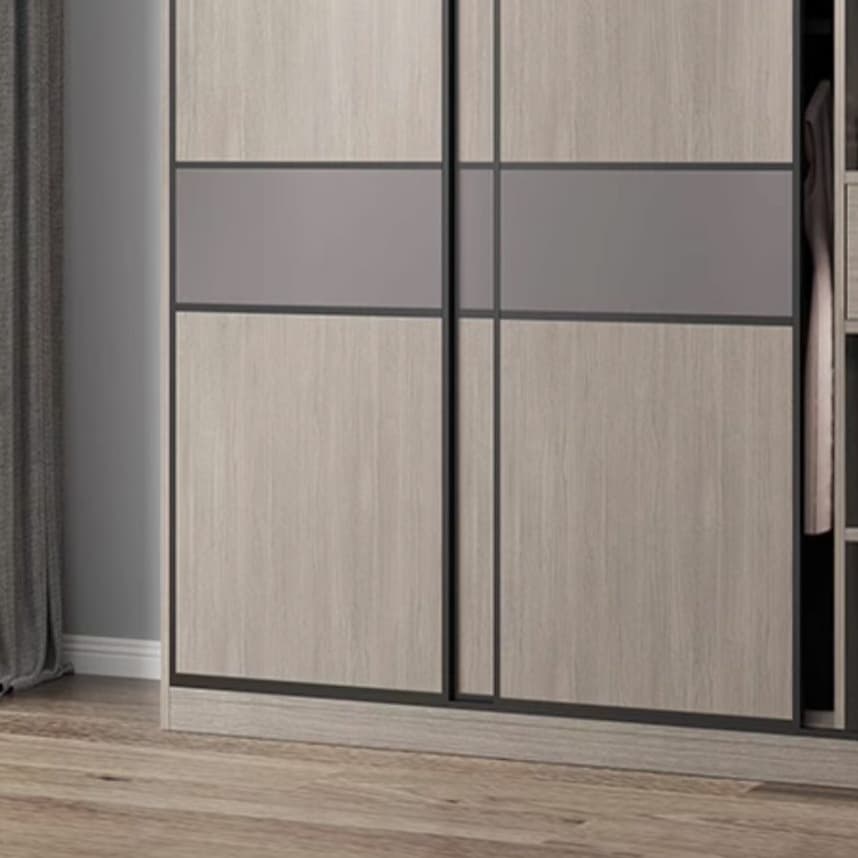 Contemporary Plate Storage Wood Wardrobe with Clothing Rod and Shelves in Light Grey thumbnail 6