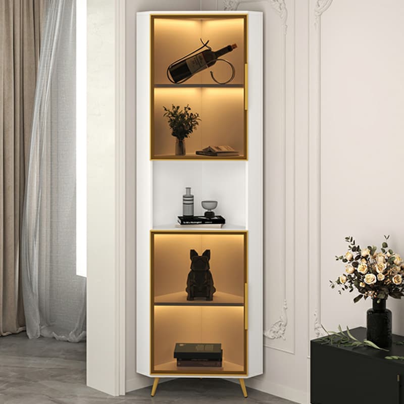 Golden Metal Corner Accent Cabinet with Glass Doors & Lighting Included thumbnail 13