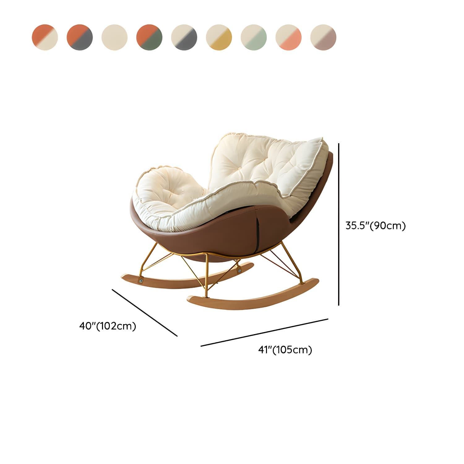 Stylish and Comfortable Modern Rocking Chair with Natural Wood Legs and Upholstered Track Arms thumbnail 18