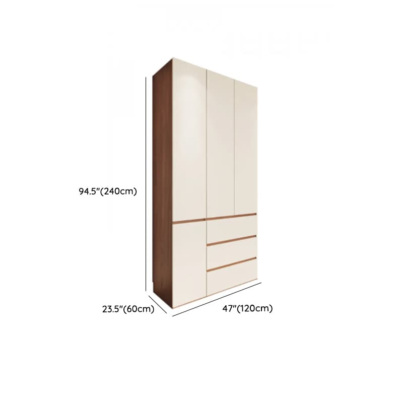 Beige Minimalist Manufactured Wood Wardrobe Closet with Soft Close Drawer, Soft Close Door, Interior Shelves, and Clothing Rod thumbnail 12