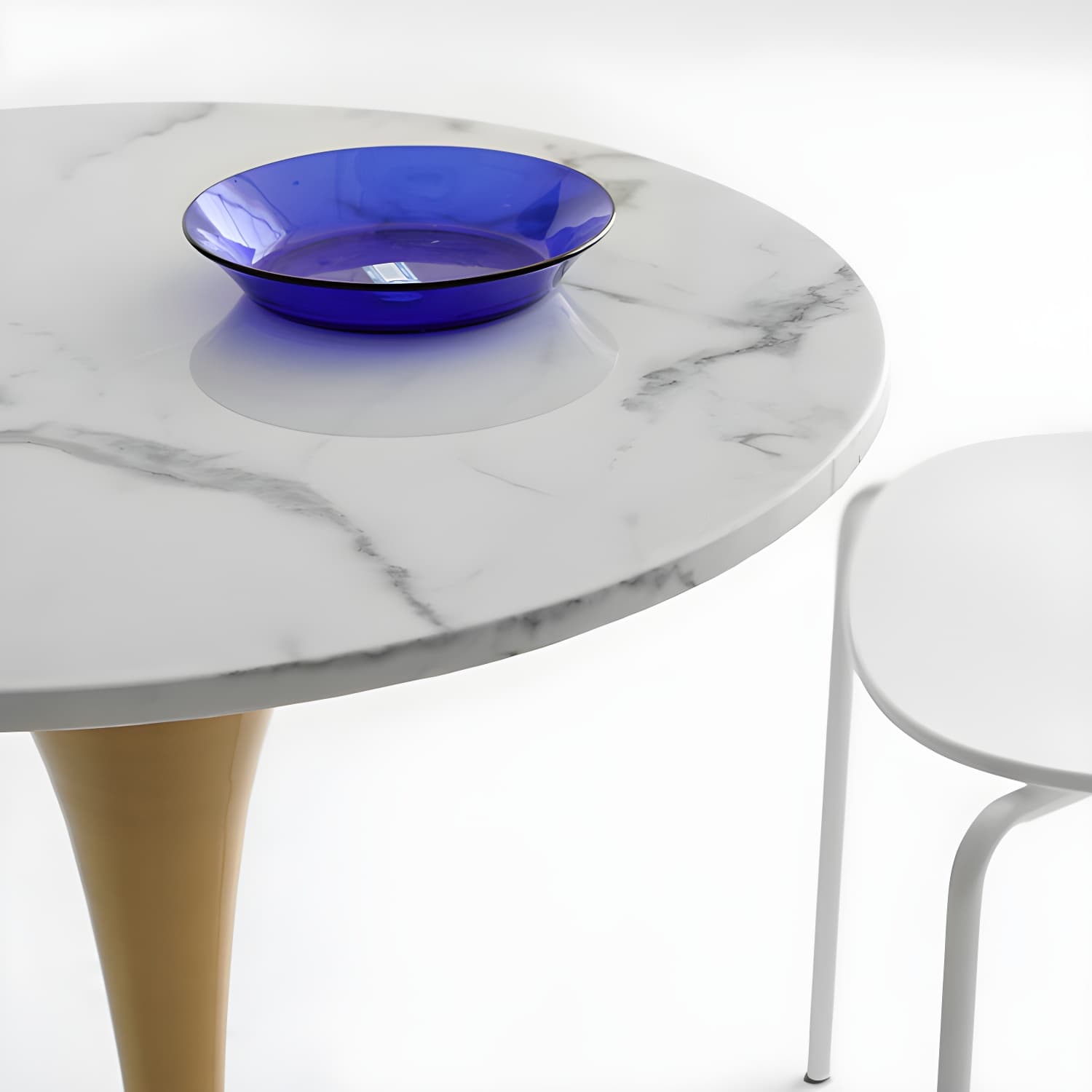 Metal Modern Round Dining Table Marble Top Indoor Table with Tulip Base thumbnail 8