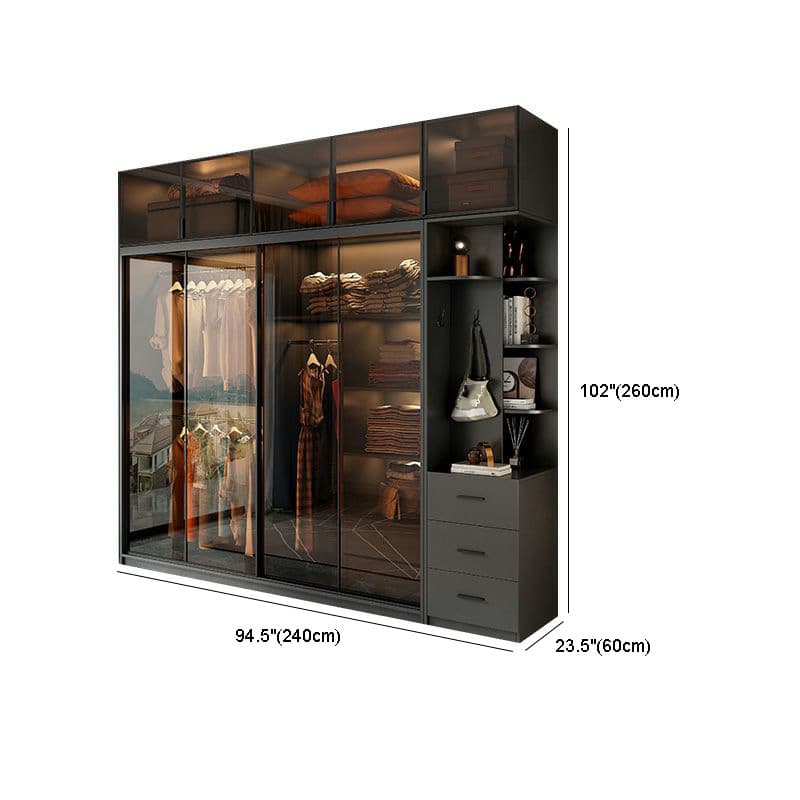 Trendy Charcoal Interior Shelves with Soft Close Drawer and Soft Close Door Timber Cabinet Armoire thumbnail 26