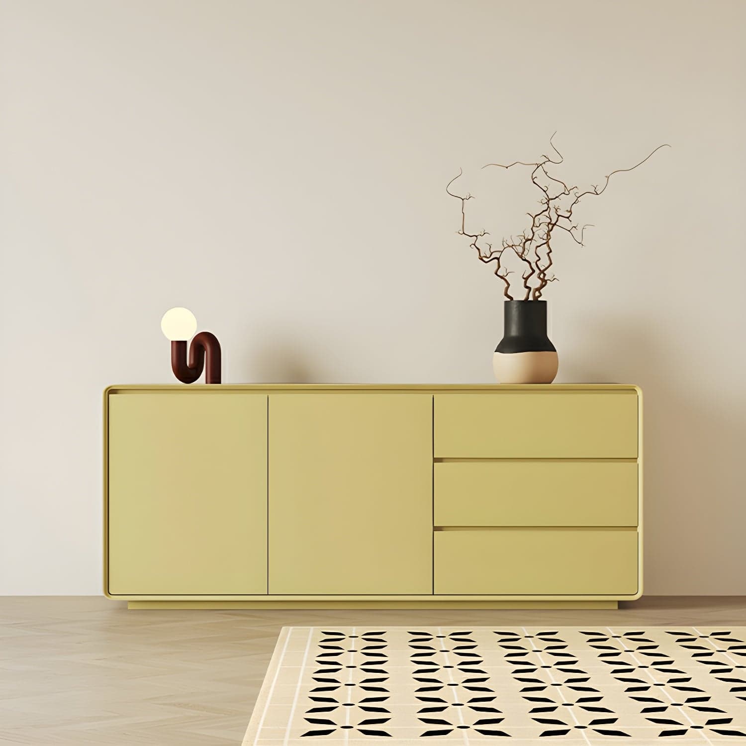 Scandinavian Wood Sideboard with 3 Drawers and 2 Doors, Overall Width 40cm, Overall Height 80cm thumbnail 6