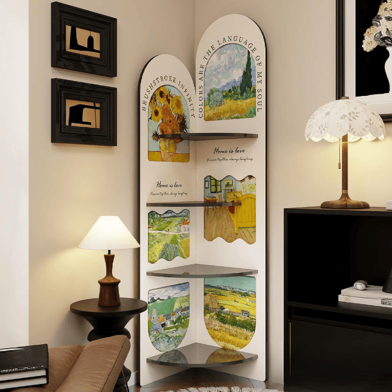 Modern Simple Style Nook Decorative Cabinet with 4 Exterior Shelves, Laminate Countertop in Midnight Black thumbnail 8