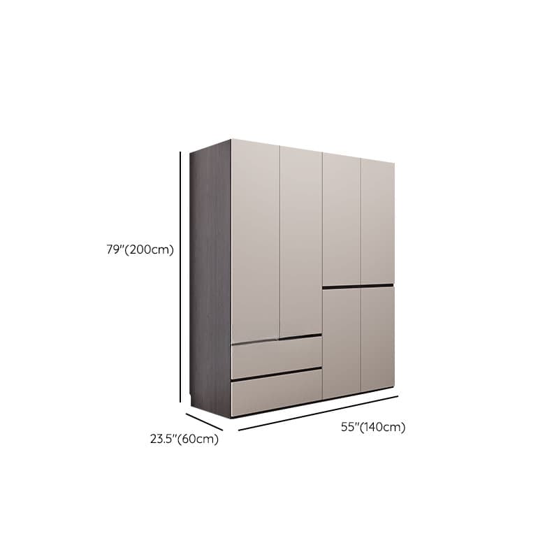 Light Gray Modish Manufactured Wood Independent Armoire Cabinet with 2 Drawers/4 Drawers, Interior Shelves, and Clothing Rod thumbnail 9