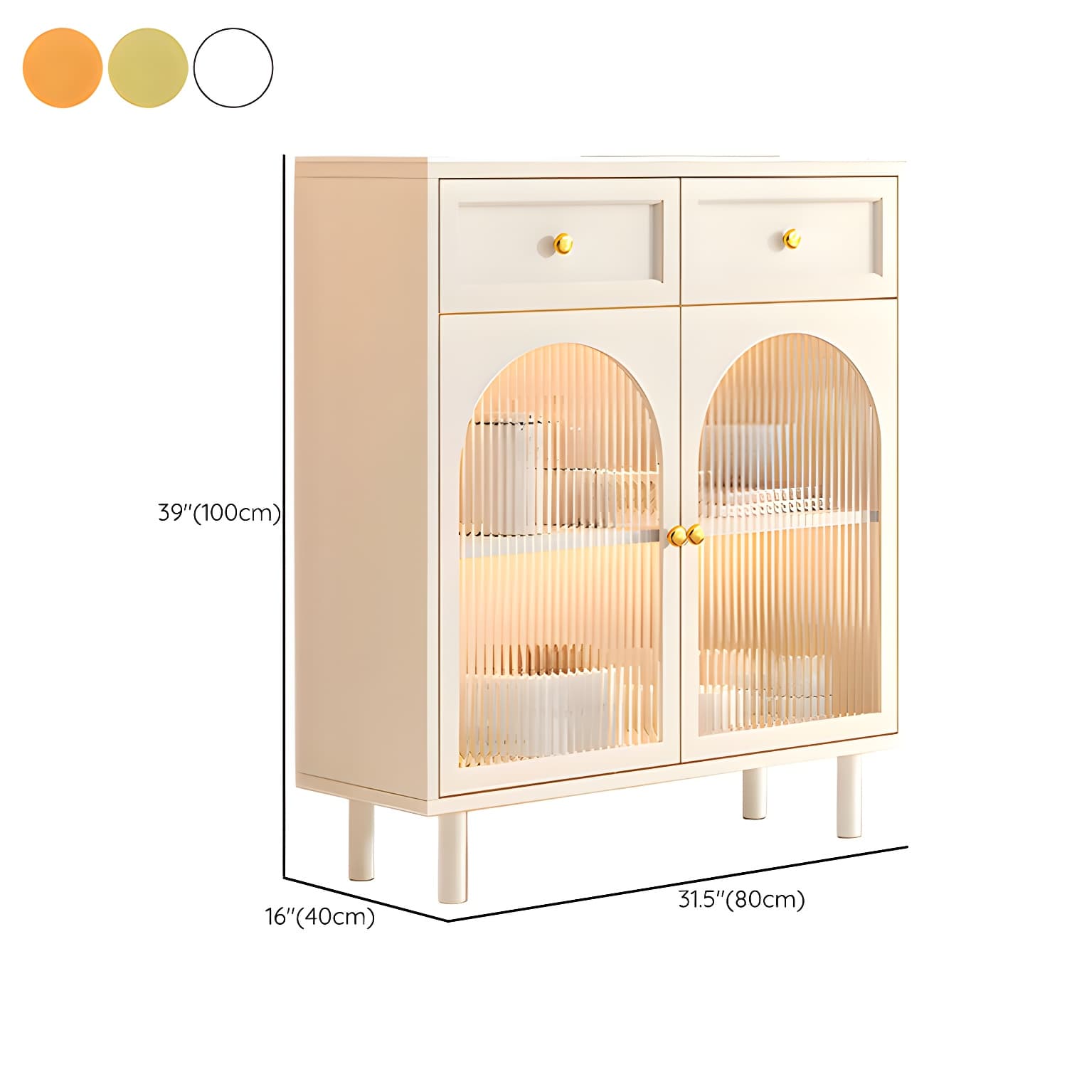 Scandinavian Wood Buffet Sideboard with Stone Countertop and Glass Doors thumbnail 20