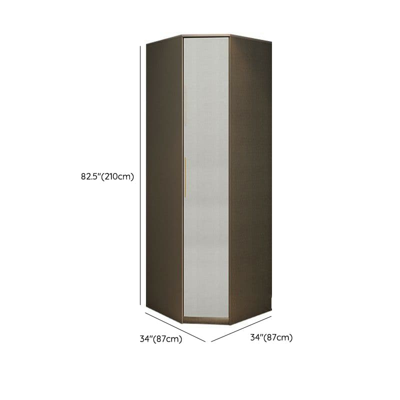 Contemporary Grey Wood Freestanding Cabinet Armoire with Lock, Interior Shelves & Soft Close Drawer thumbnail 17